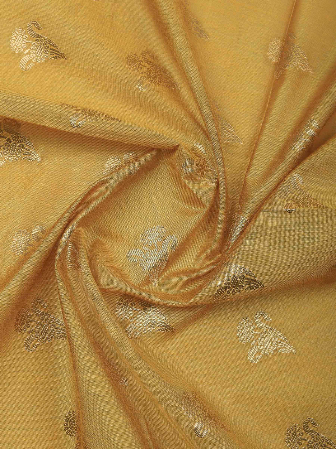 Mustard Banarasi Chanderi Unstitched Dress Material