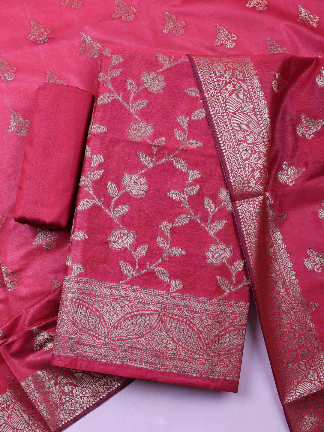 Rani Banarasi Chanderi Unstitched Dress Material