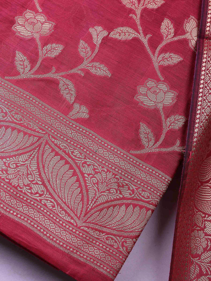 Rani Banarasi Chanderi Unstitched Dress Material