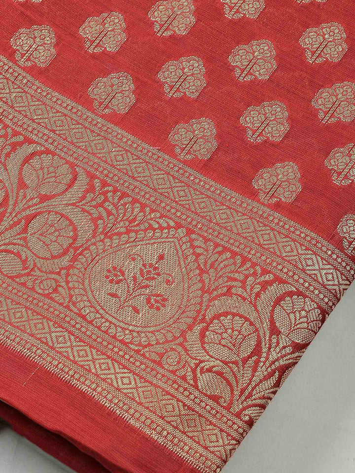 Maroon Banarasi Chanderi Unstitched Dress Material