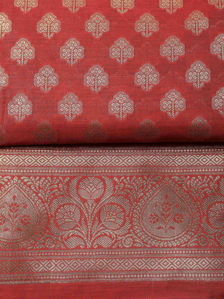 Maroon Banarasi Chanderi Unstitched Dress Material