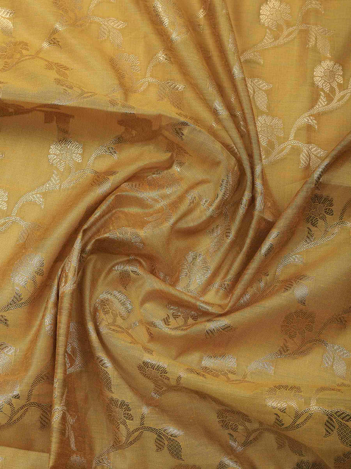 Mustard Banarasi Chanderi Unstitched Dress Material
