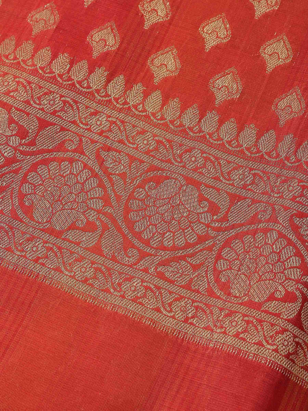 Rust Banarasi Chanderi Unstitched Dress Material