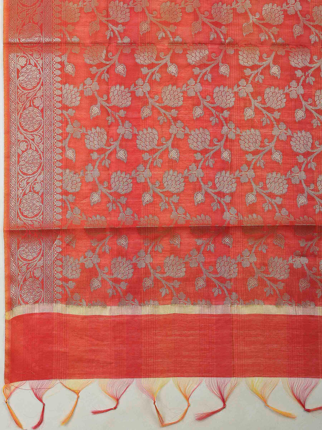 Rust Banarasi Chanderi Unstitched Dress Material