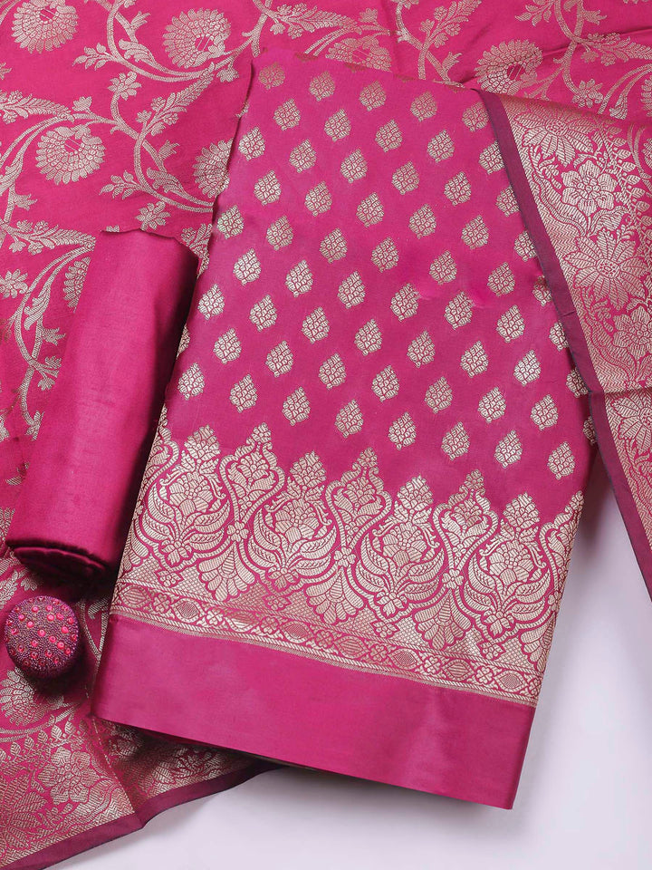 Rani Woven Design Chanderi Unstitched Dress Material