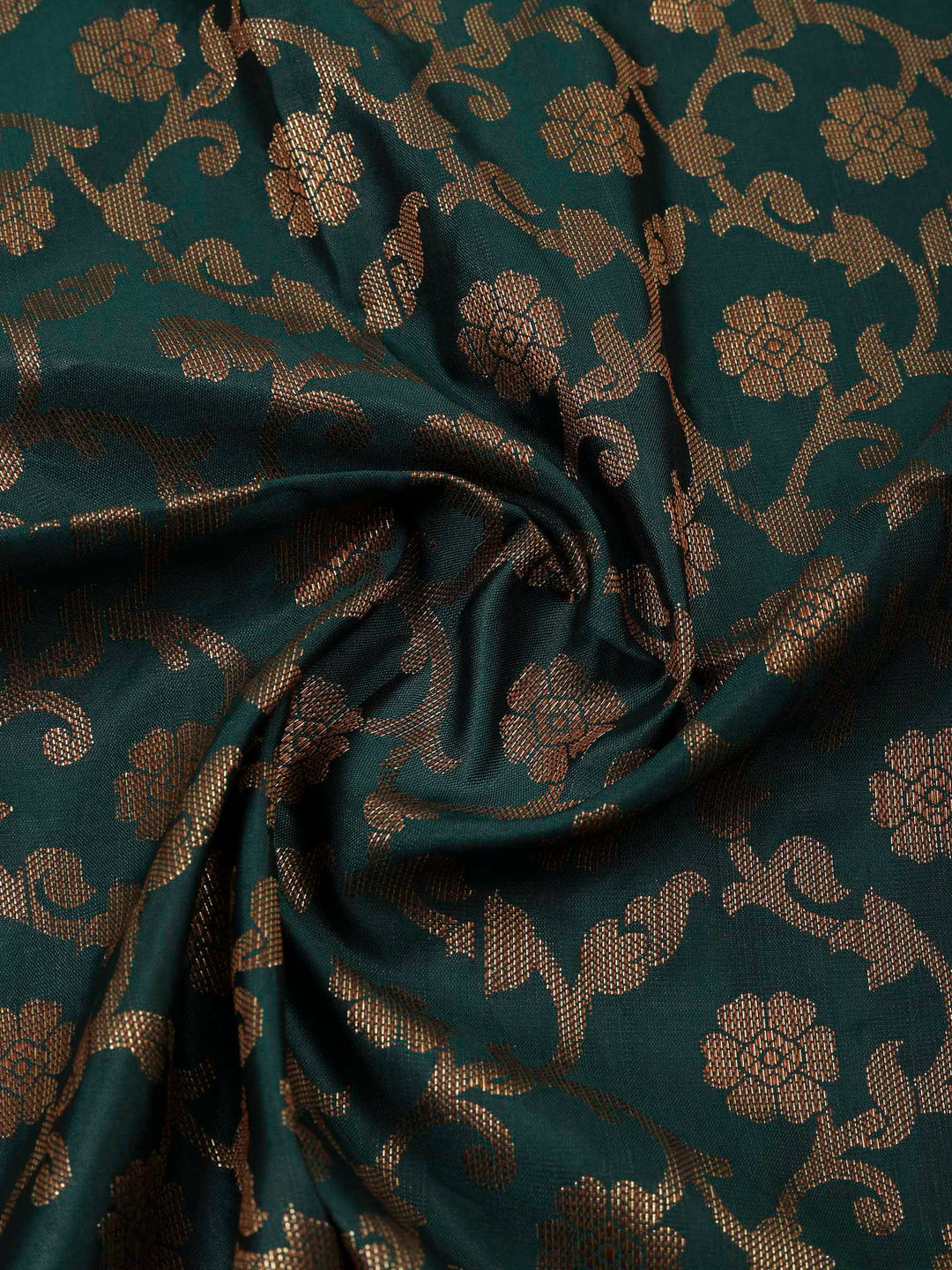 Beige Bottle Green Chanderi Banarasi Unstitched Dress Material