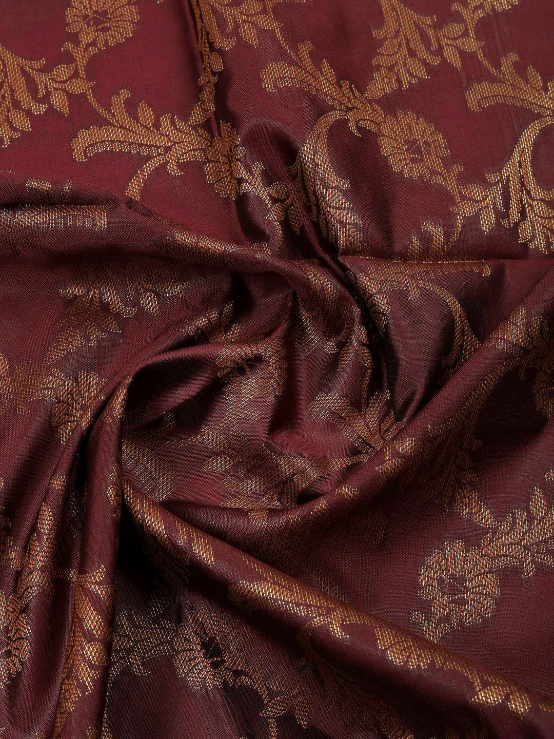 Beige-Wine Chanderi Banarasi Unstitched Dress Material