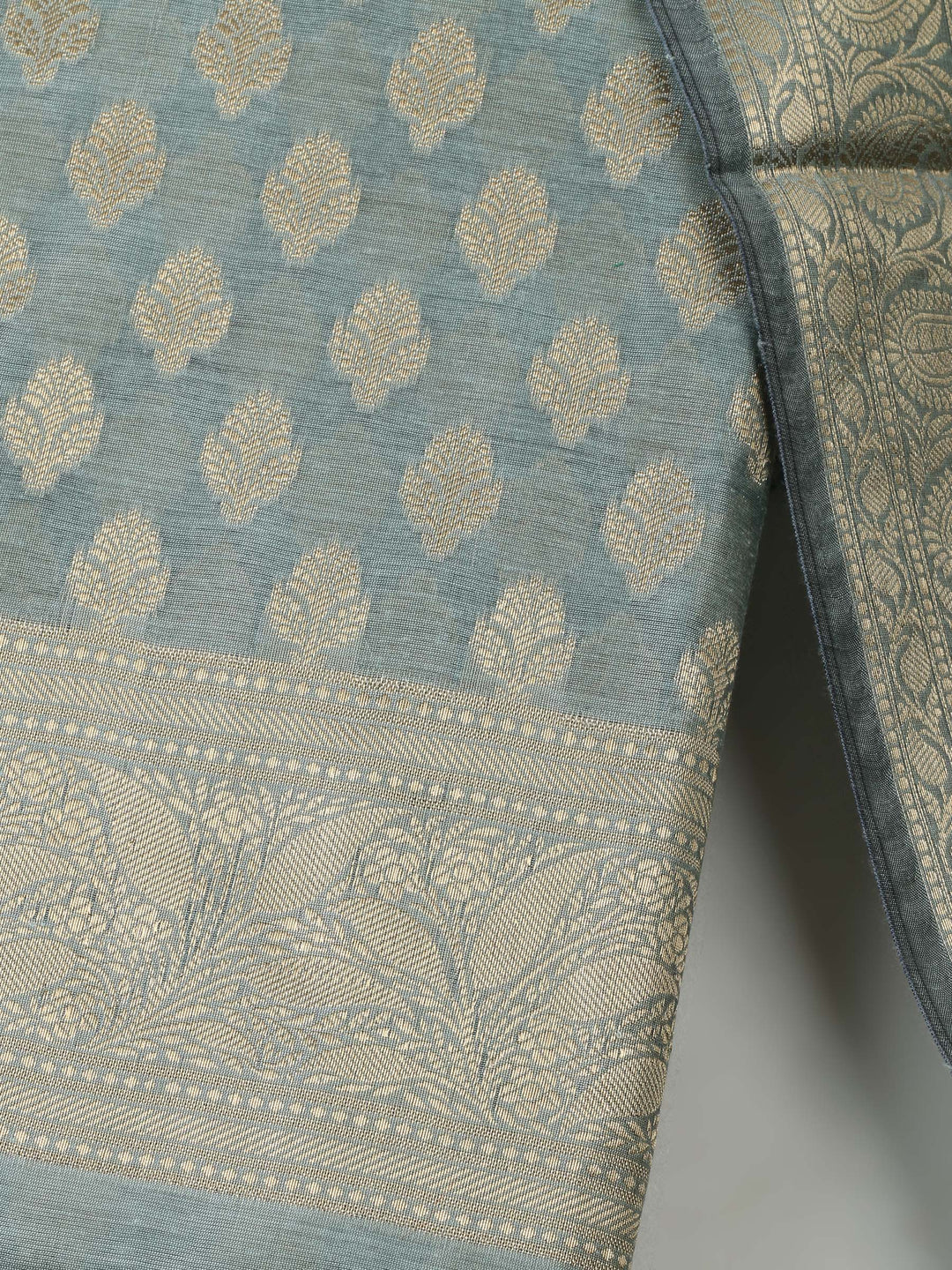 Aqua Chanderi Banarasi Unstitched Dress Material