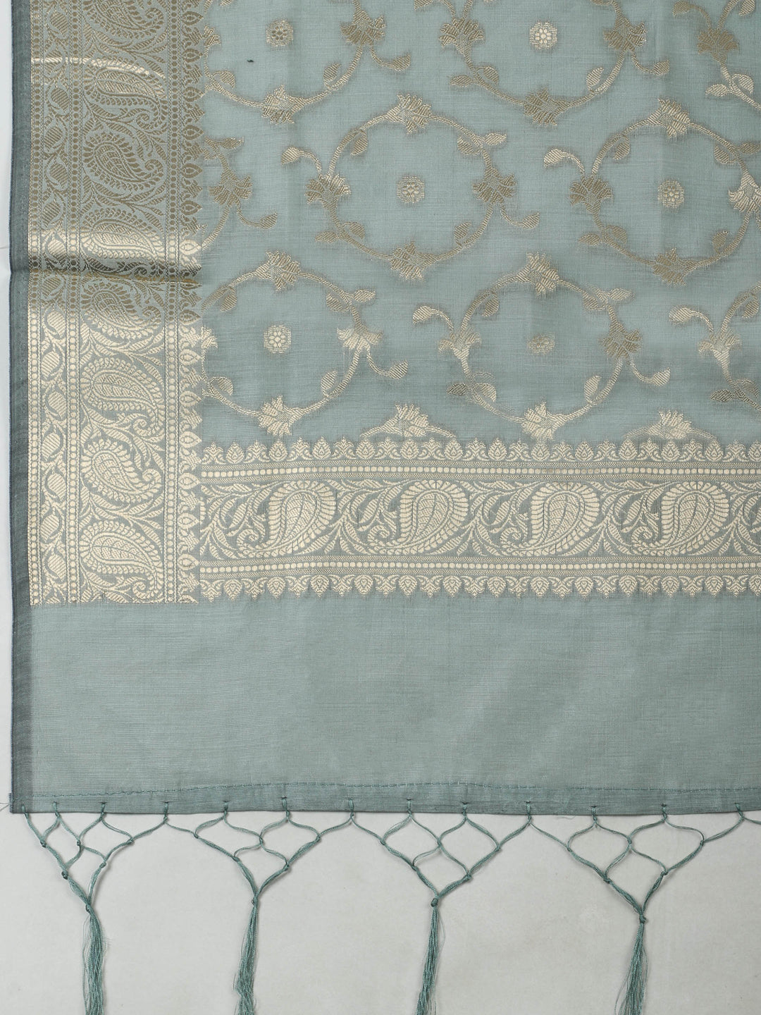 Aqua Chanderi Banarasi Unstitched Dress Material
