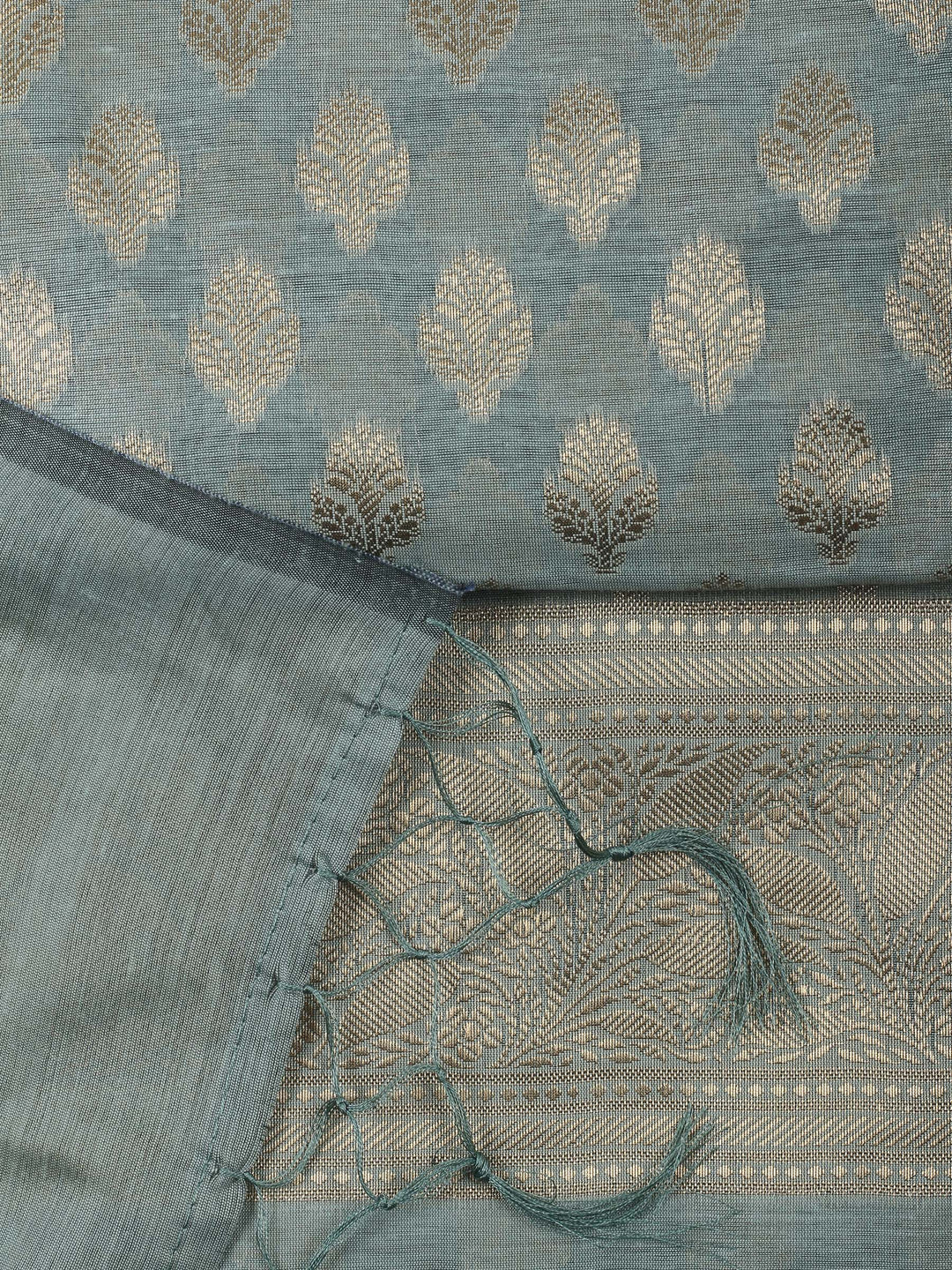 Aqua Chanderi Banarasi Unstitched Dress Material