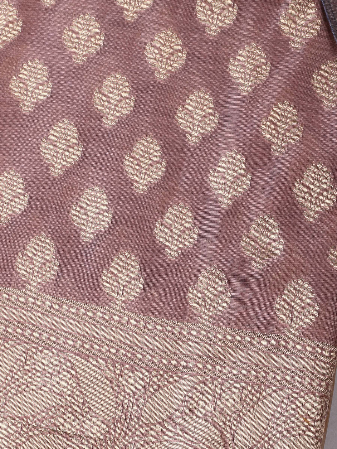 Dusty Pink Chanderi Banarasi Unstitched Dress Material