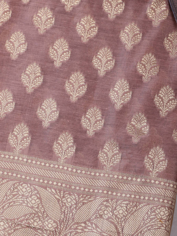 Dusty Pink Chanderi Banarasi Unstitched Dress Material