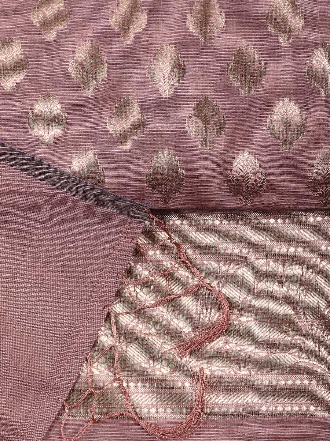 Dusty Pink Chanderi Banarasi Unstitched Dress Material
