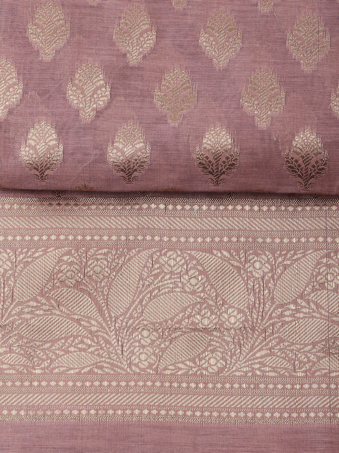 Dusty Pink Chanderi Banarasi Unstitched Dress Material
