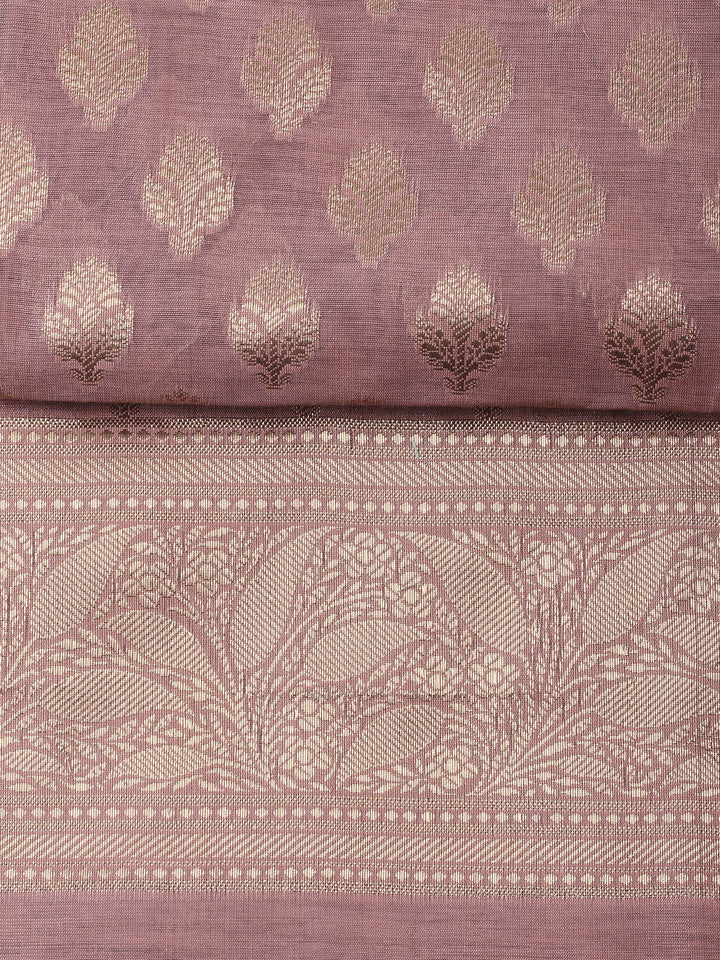 Dusty Pink Chanderi Banarasi Unstitched Dress Material