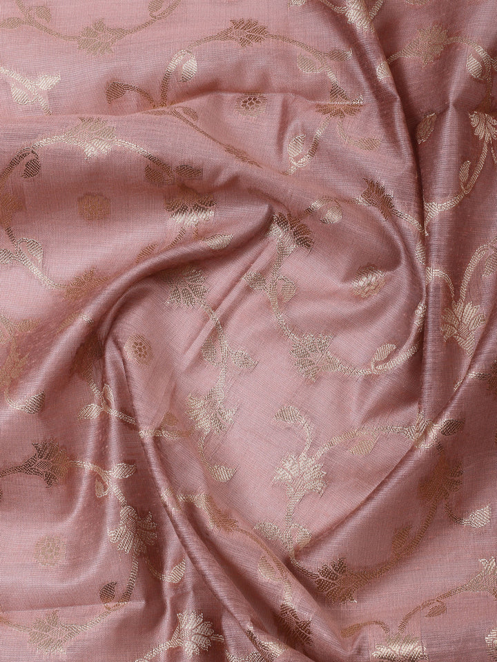 Dusty Pink Chanderi Banarasi Unstitched Dress Material