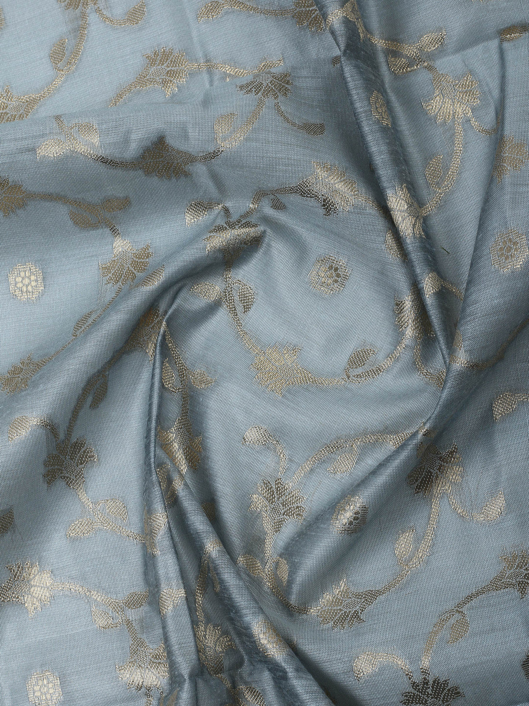 Grey Chanderi Banarasi Unstitched Dress Material