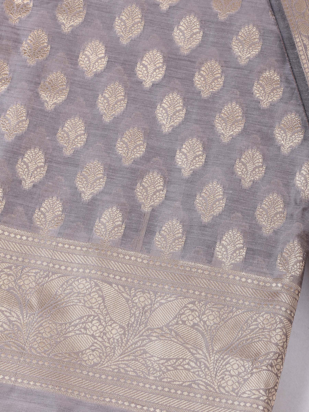 Mauve Chanderi Banarasi Unstitched Dress Material