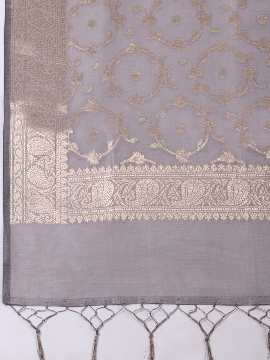 Mauve Chanderi Banarasi Unstitched Dress Material