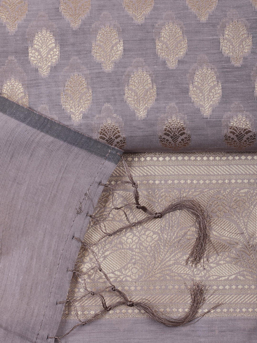 Mauve Chanderi Banarasi Unstitched Dress Material
