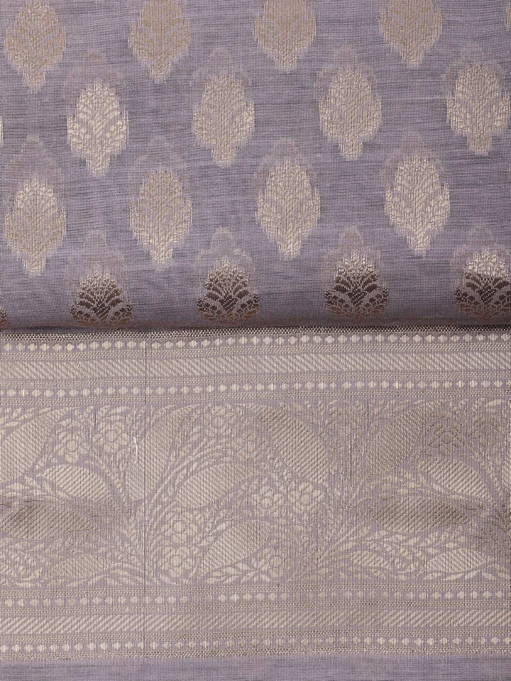 Mauve Chanderi Banarasi Unstitched Dress Material