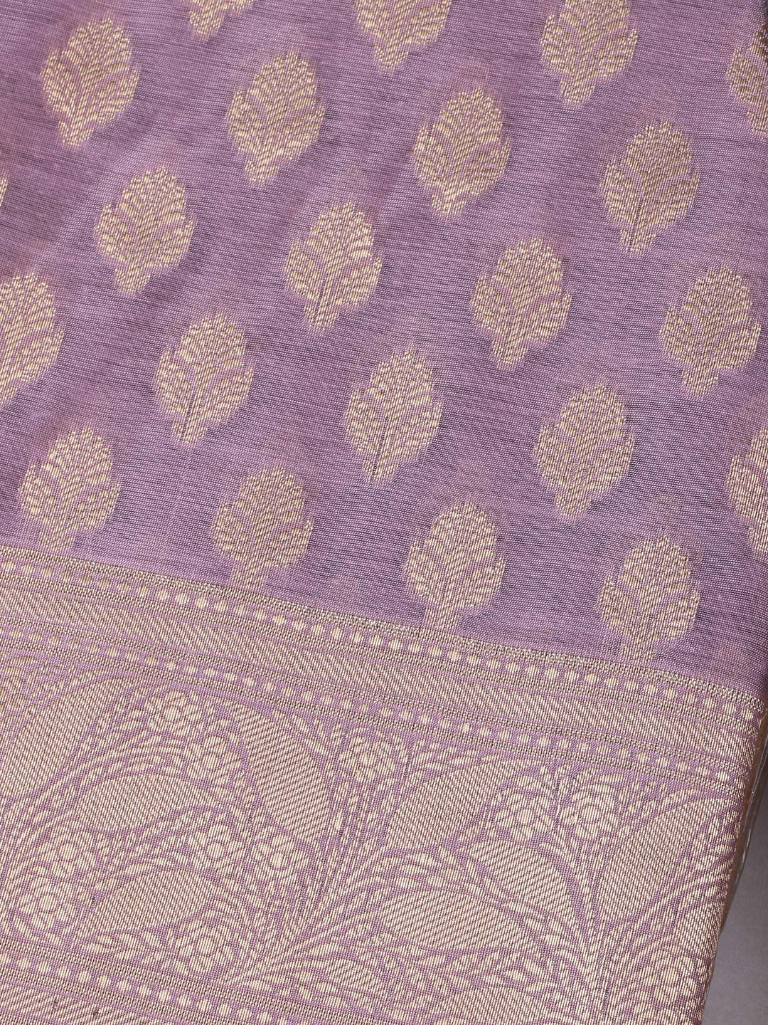 Pink Lavender Chanderi Banarasi Unstitched Dress Material