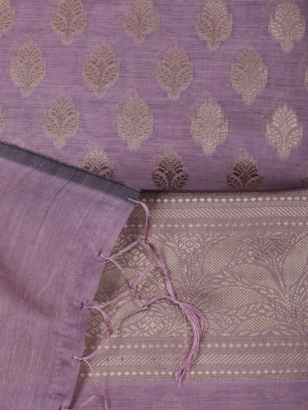 Pink Lavender Chanderi Banarasi Unstitched Dress Material