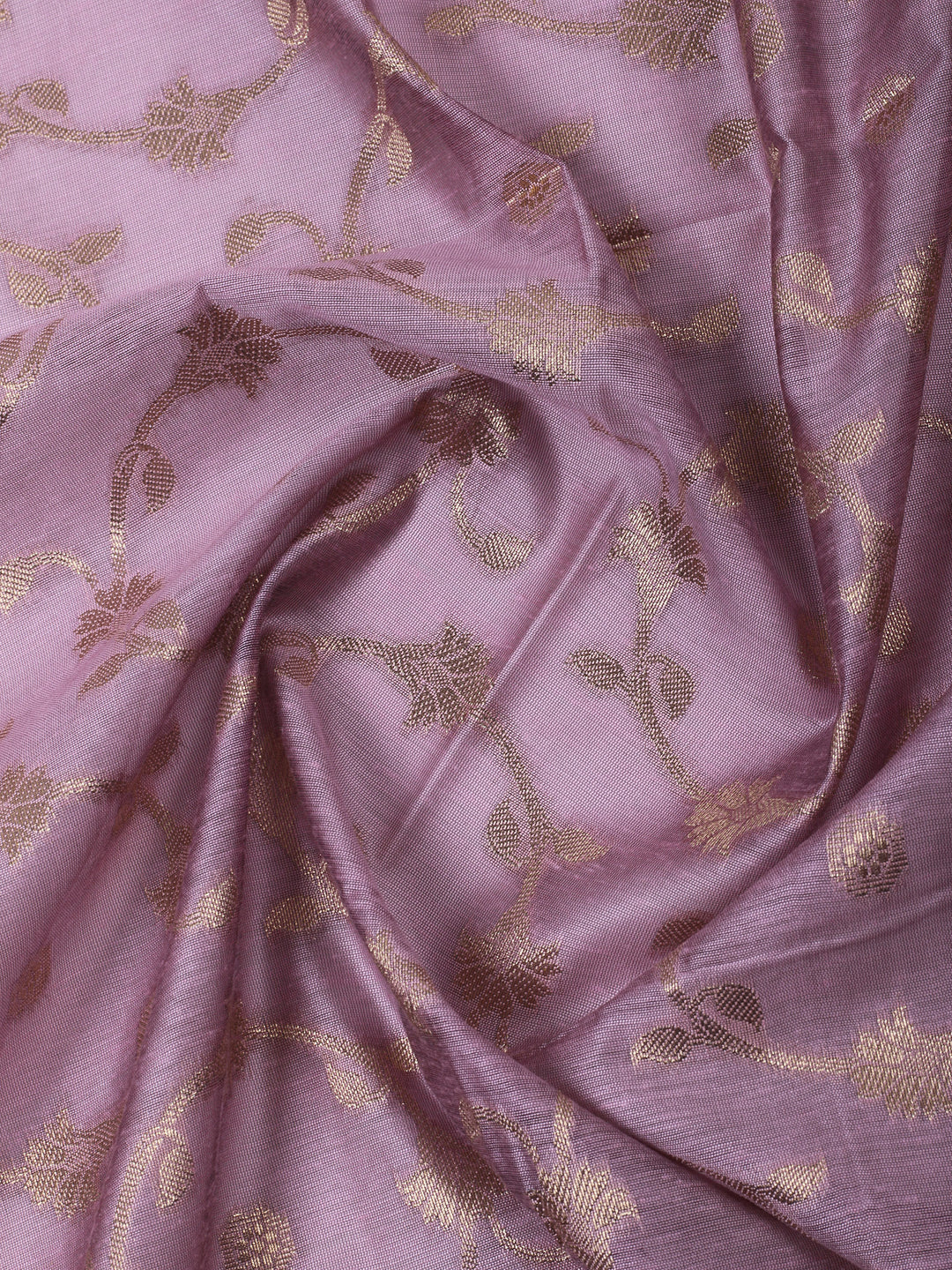 Pink Lavender Chanderi Banarasi Unstitched Dress Material