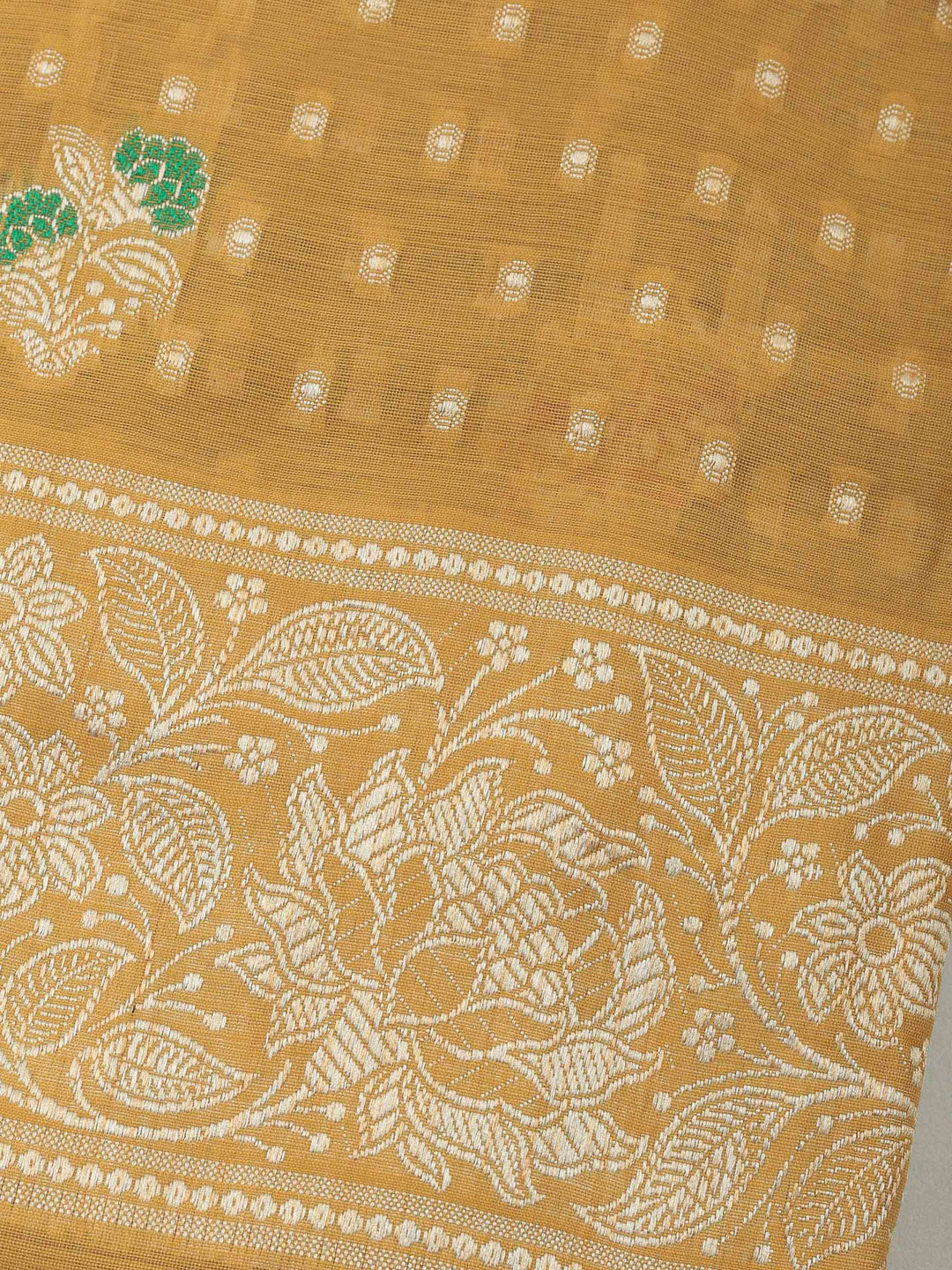 Mustard Banarasi Chanderi Unstitched Dress Material
