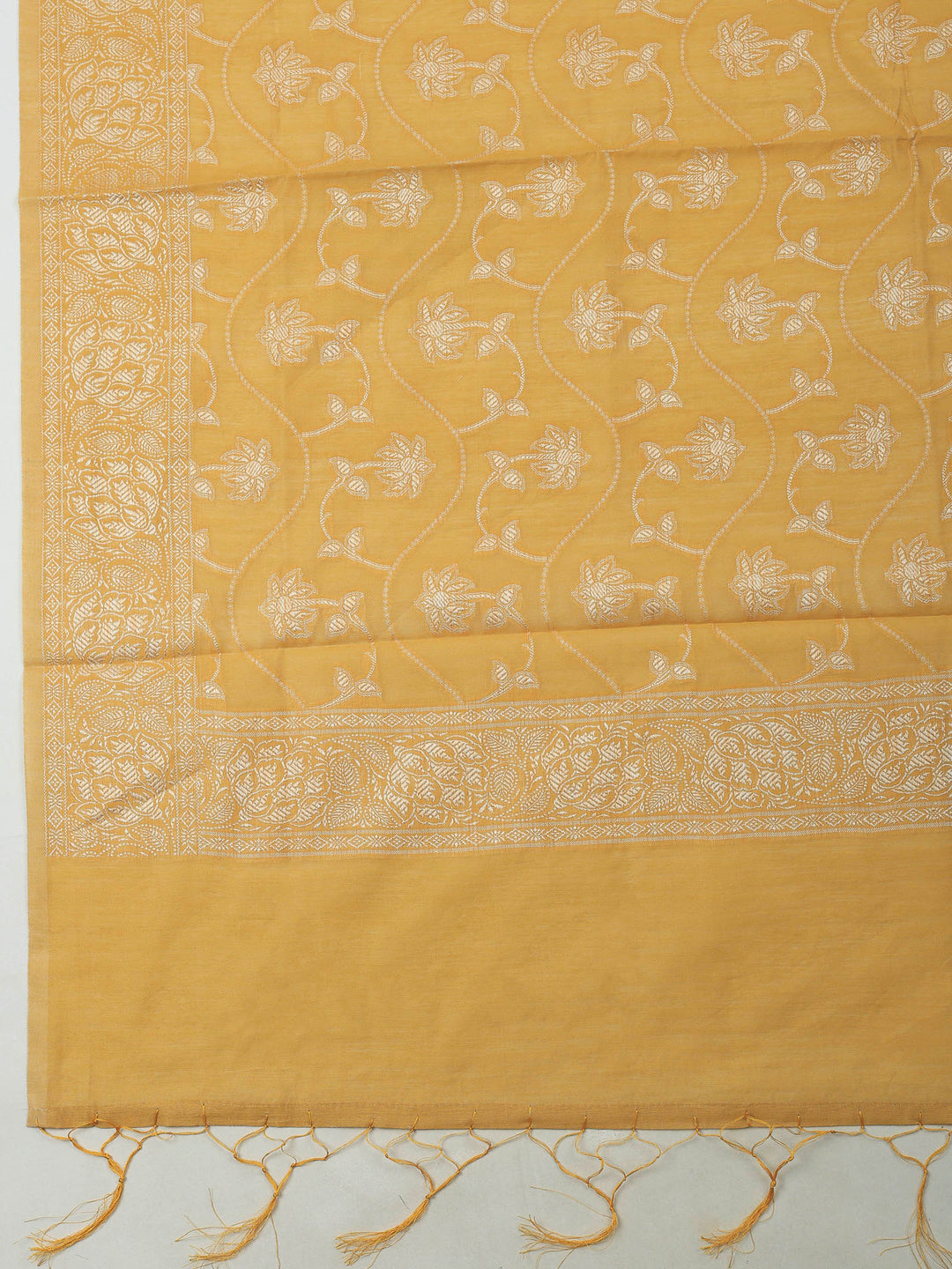 Mustard Banarasi Chanderi Unstitched Dress Material