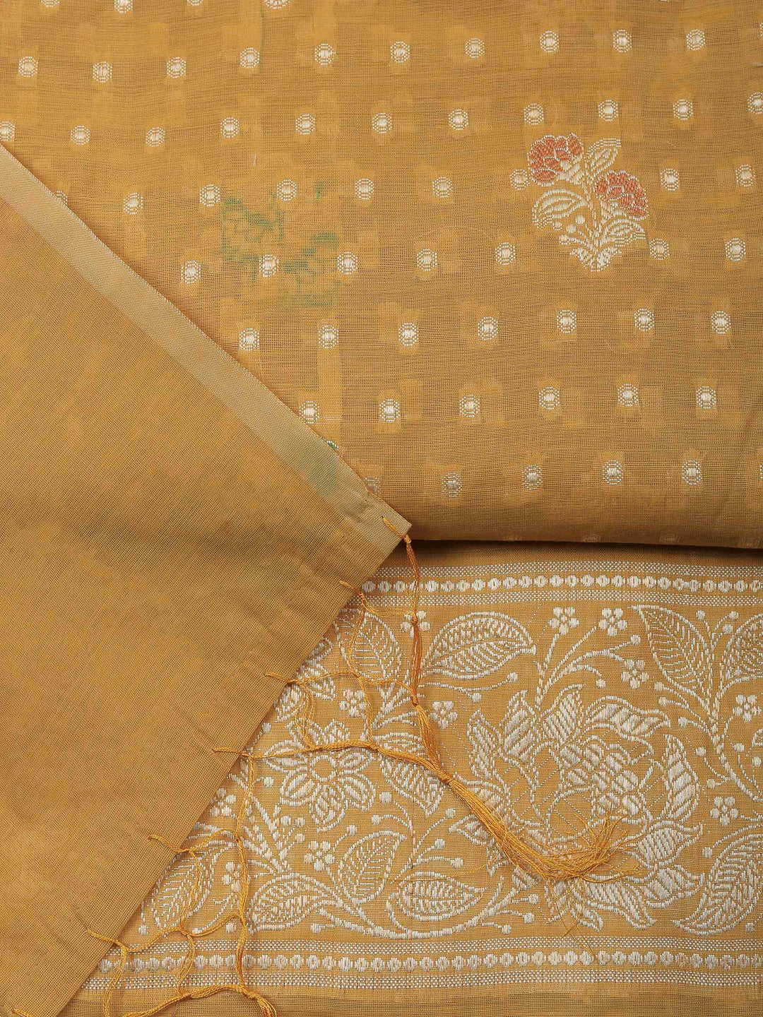 Mustard Banarasi Chanderi Unstitched Dress Material