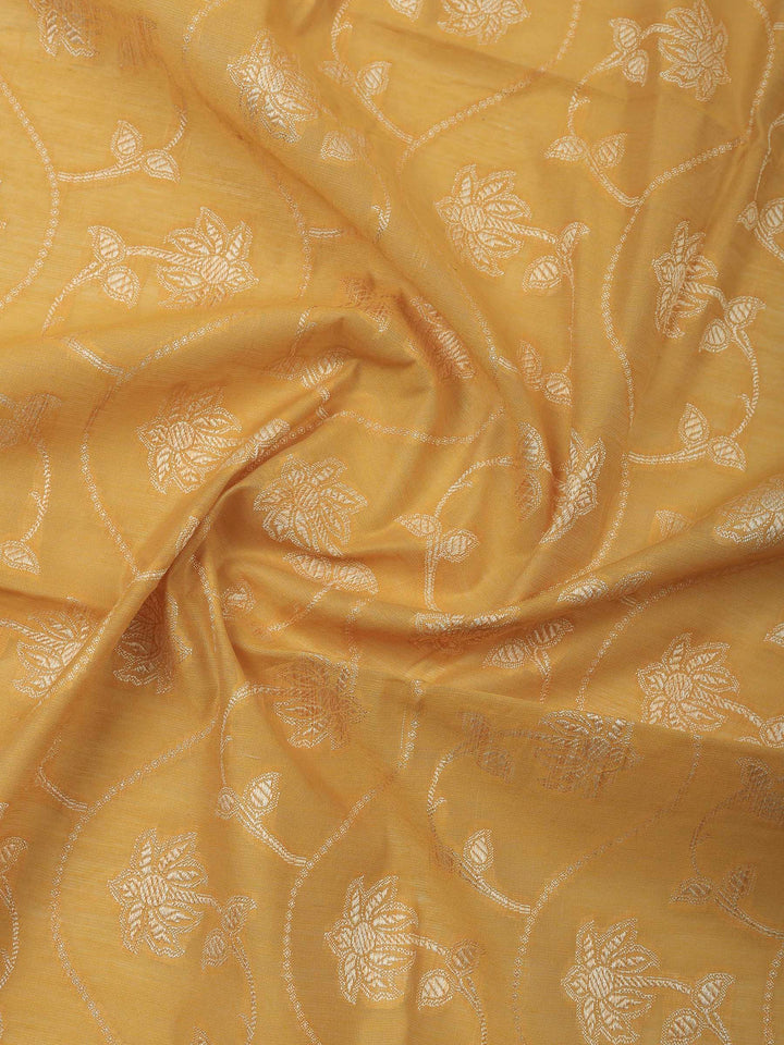 Mustard Banarasi Chanderi Unstitched Dress Material