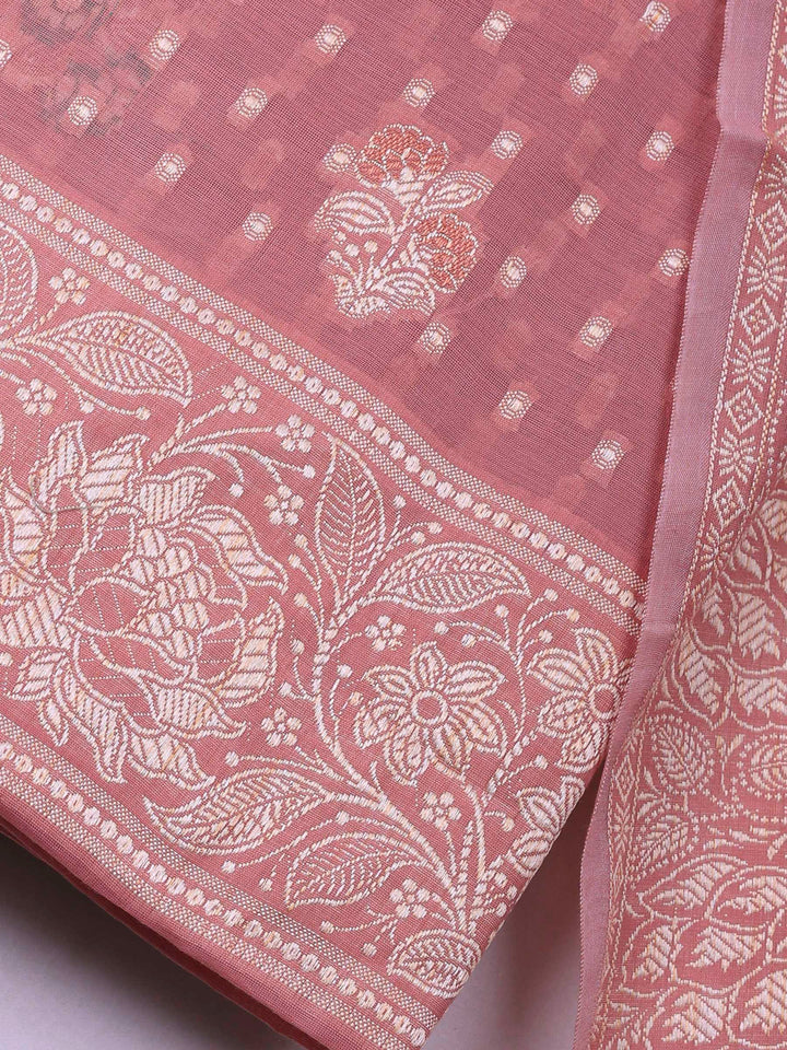 Pink Lt Banarasi Chanderi Unstitched Dress Material