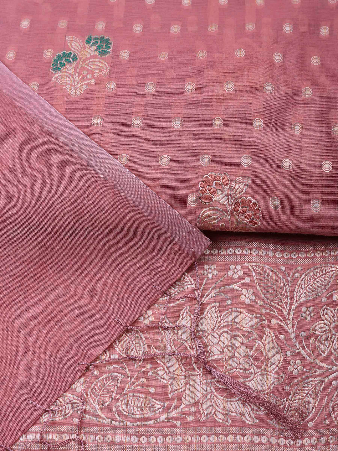 Pink Lt Banarasi Chanderi Unstitched Dress Material