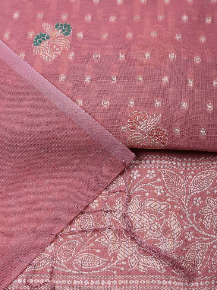 Pink Lt Banarasi Chanderi Unstitched Dress Material