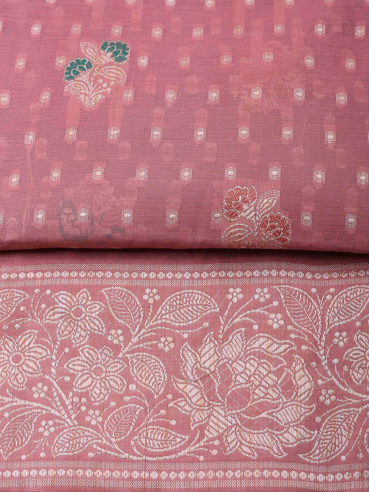 Pink Lt Banarasi Chanderi Unstitched Dress Material