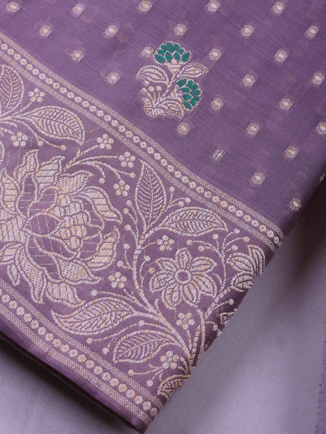 Purple Banarasi Chanderi Unstitched Dress Material