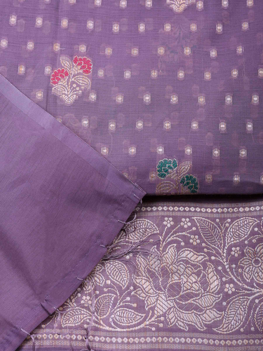 Purple Banarasi Chanderi Unstitched Dress Material