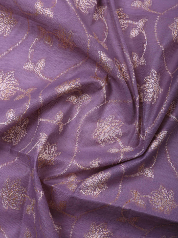 Purple Banarasi Chanderi Unstitched Dress Material