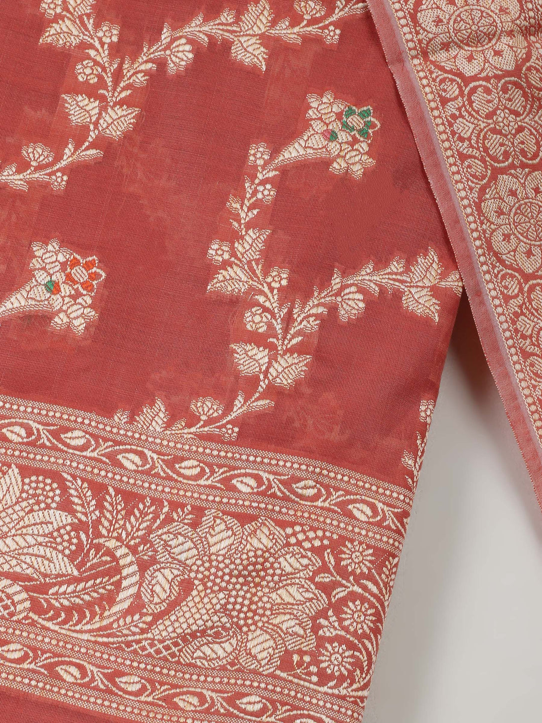 Dusty Pink Chanderi Banarasi Unstitched Dress Material