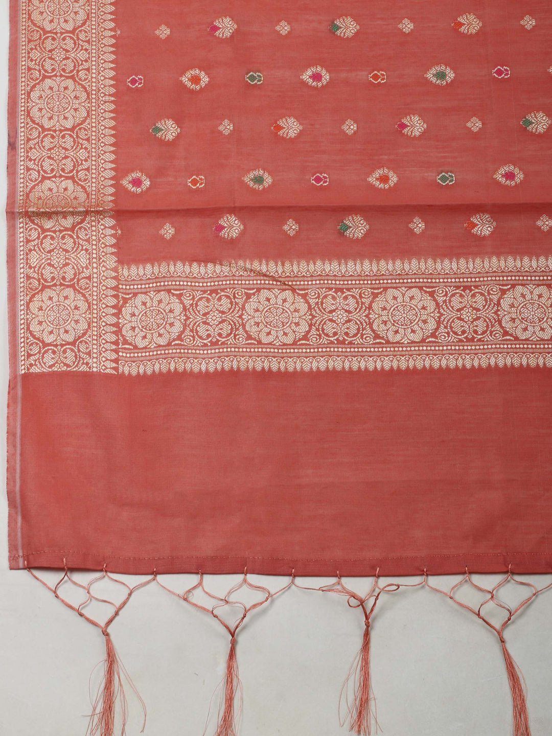Dusty Pink Chanderi Banarasi Unstitched Dress Material