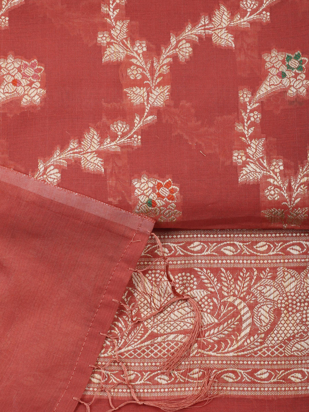 Dusty Pink Chanderi Banarasi Unstitched Dress Material