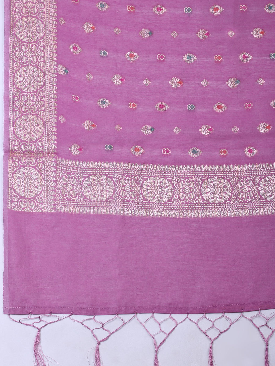Lavender Chanderi Banarasi Unstitched Dress Material