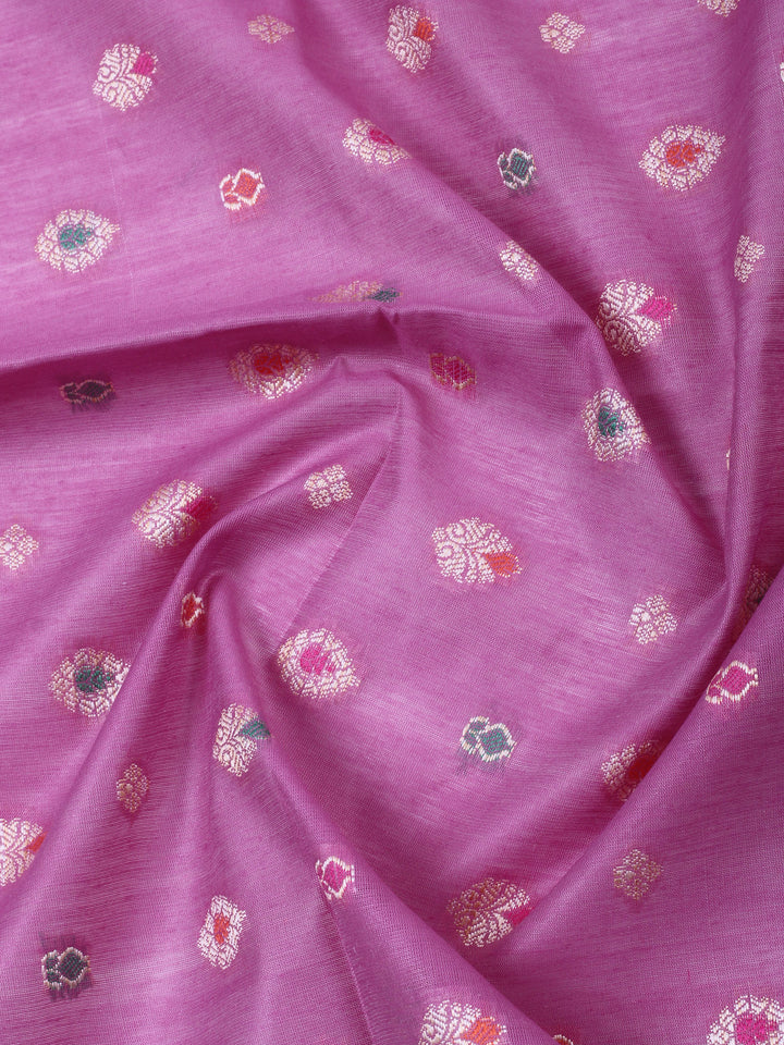 Lavender Chanderi Banarasi Unstitched Dress Material