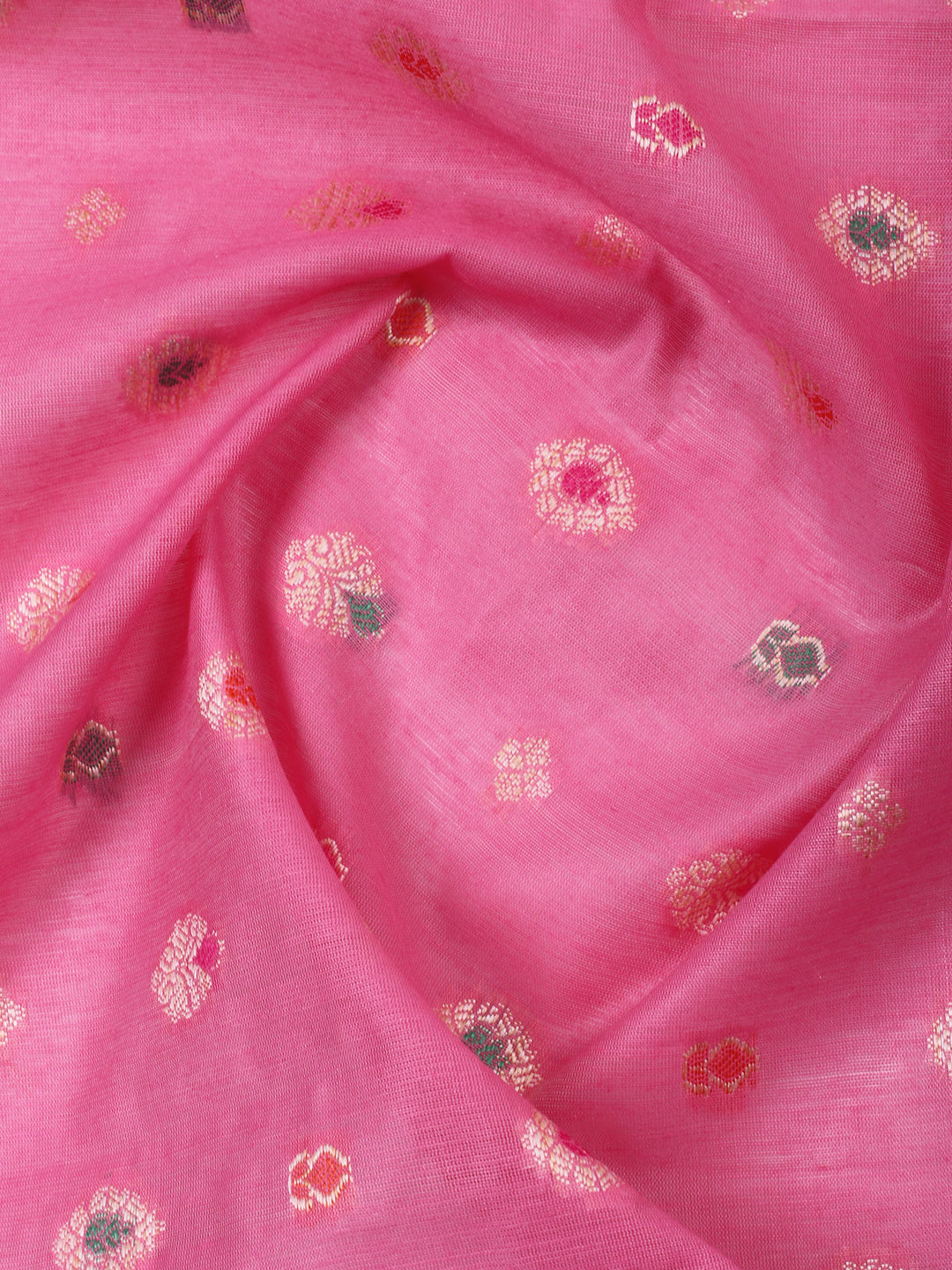 Pink Chanderi Banarasi Unstitched Dress Material