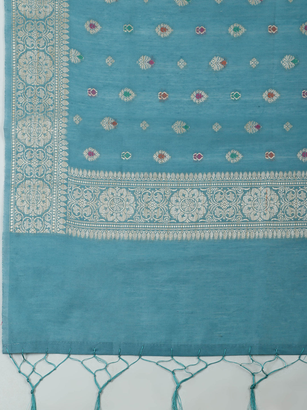 Sky Blue Chanderi Banarasi Unstitched Dress Material