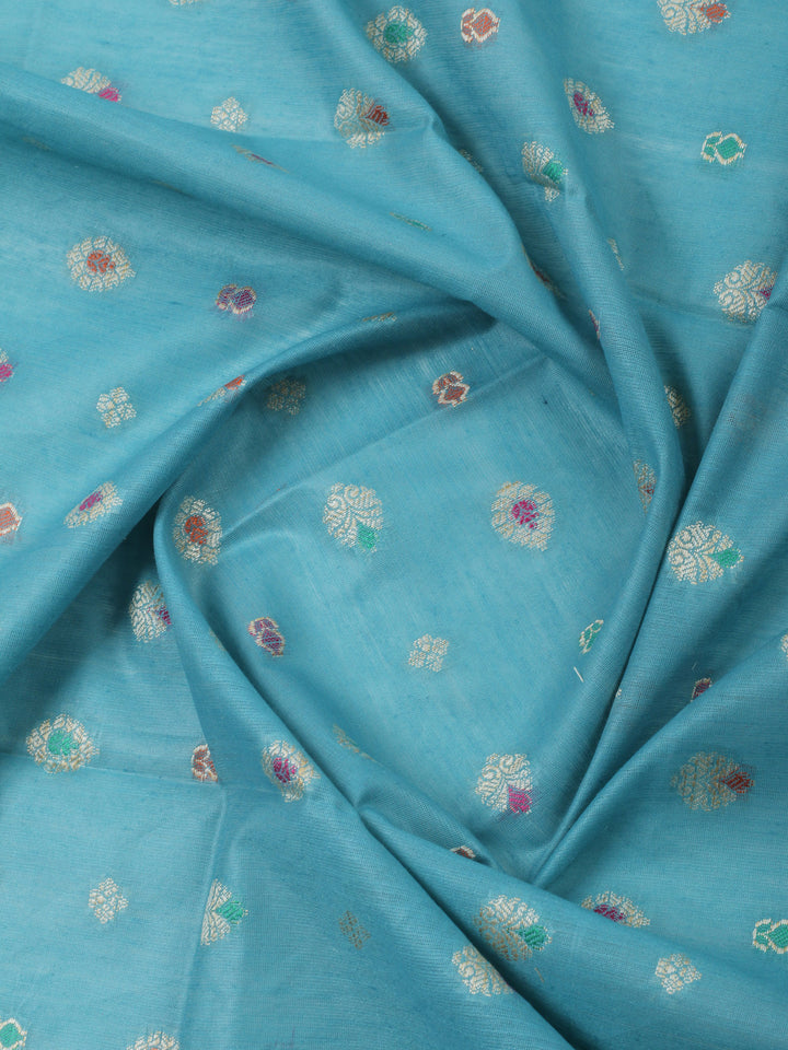 Sky Blue Chanderi Banarasi Unstitched Dress Material