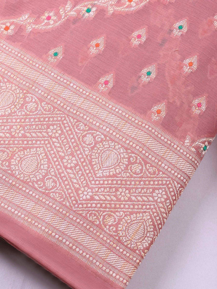 Mauve Banarasi Chanderi Unstitched Dress Material