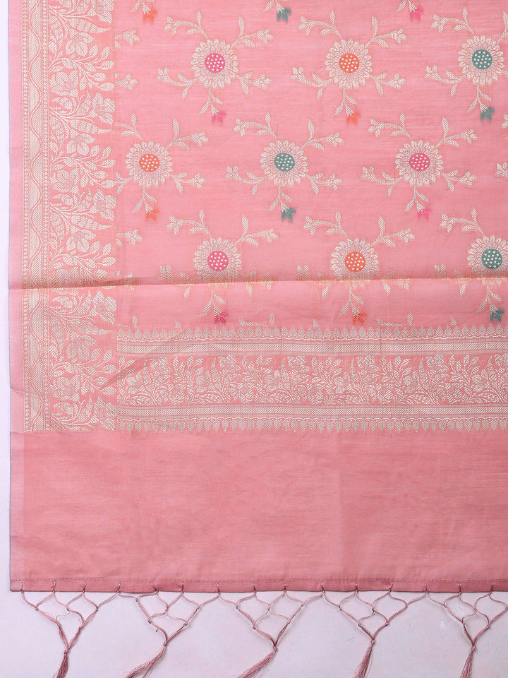 Mauve Banarasi Chanderi Unstitched Dress Material