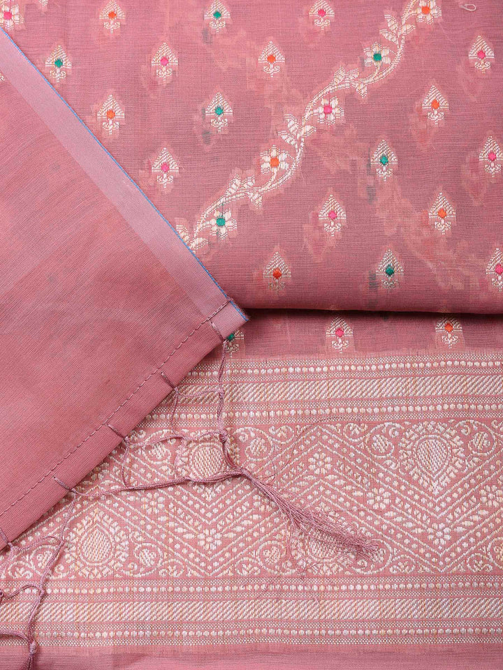 Mauve Banarasi Chanderi Unstitched Dress Material